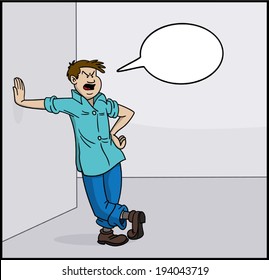 Comic book style man is angry, vector illustration