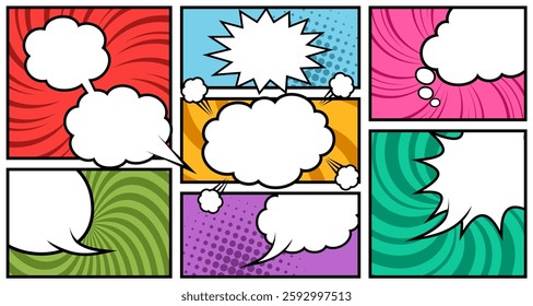 comic book style panels with blank speech bubbles