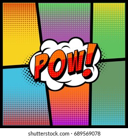 Comic Book Style Pop Art. Vector Illustration, Sound Effects POW!