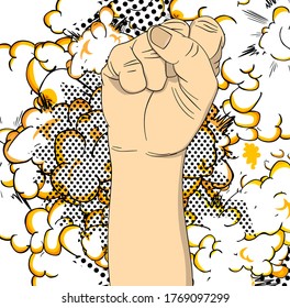 El estilo de la historieta fuerza de poder lucha por tus derechos. Ilustración vectorial de dibujos animados.
