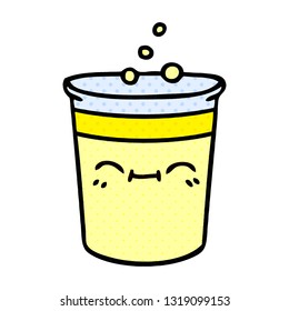 comic book style quirky cartoon cup of lemonade