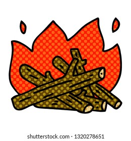 comic book style quirky cartoon campfire