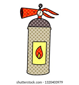 comic book style quirky cartoon fire extinguisher