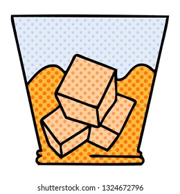 comic book style quirky cartoon whisky and ice