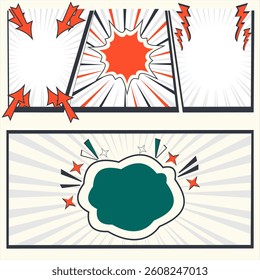 comic book style comic book template set with speech bubble and speech bubble illustration
