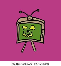 Comic book style zombie with on background