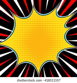 Comic Book Superhero Pop Art Style Red And White Radial Lines Background. Manga Or Anime Speed Frame.