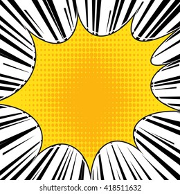 Comic book superhero pop art style black and white radial lines background. Manga or anime speed frame.