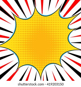 Comic book superhero pop art style black and white radial lines background. Manga or anime speed frame. Easy to use.