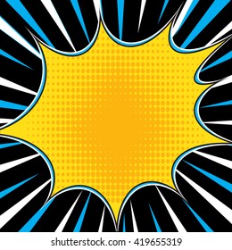 Comic book superhero pop art style black and white radial lines background. Manga or anime speed frame. Easy to use.