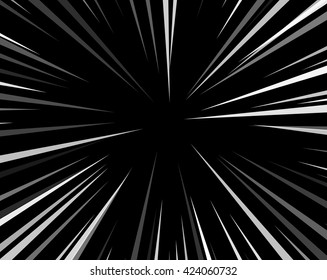 Comic book superhero pop art style black and white radial lines background. 