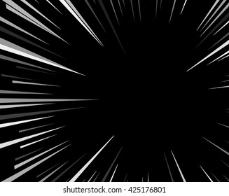 Comic book superhero pop art style black and white radial lines background.