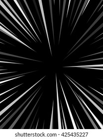 Comic book superhero pop art style black and white radial lines background.