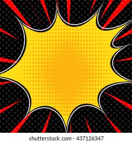 Comic book superhero pop art style black and white radial lines background. Manga or anime speed frame. Red and yellow color version.