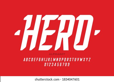 Comic book Superhero style font, alphabet letters and numbers vector illustration