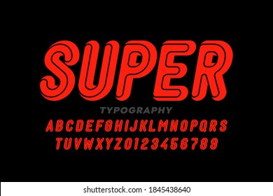 Comic book Superhero style font, alphabet letters and numbers, vector illustration