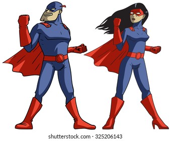 Comic book superheroes on white background