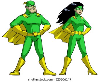 Comic book superheroes on white background