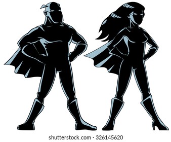 Comic book superheroes on white background
