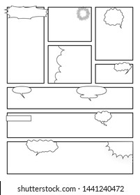 comic book template for Drawing Stories with halftone effects and speech bubbles