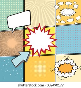 comic book template with speech bubbles element