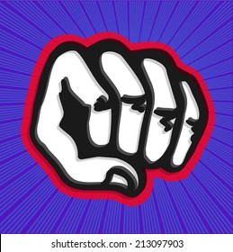 Comic book vector illustration of punching fist