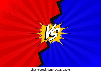 Comic book versus template background in classic pop-art style with halftone dots. Game battle intro. Vector illustration.
