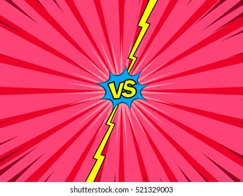 Comic book versus template background, classic cartoon style, battle intro