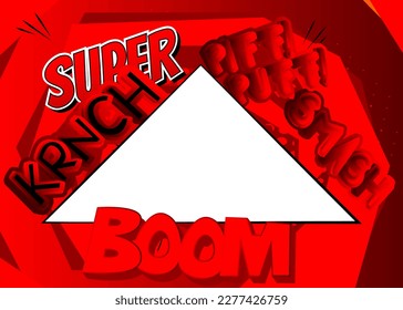 Comic Book white Pyarmid with red pop art Background. Vector wallpaper illustration. Vintage banner.