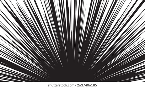 Comic book White radial rays, manga or anime speed lines, zoom and motion effects. Cartoon action background. Pop art style elements. Vector illustration	