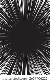 Comic book White radial rays, manga or anime speed lines, zoom and motion effects. Cartoon action background. Pop art style elements. Vector illustration	