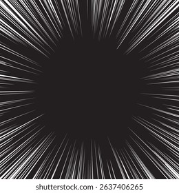 Comic book White radial rays, manga or anime speed lines, zoom and motion effects. Cartoon action background. Pop art style elements. Vector illustration	