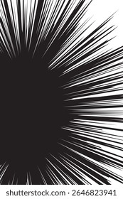 Quadrinhos Raios radiais brancos, mangá ou anime, efeitos de zoom e movimento. Plano de fundo de ação de desenhos animados. Elementos de estilo da pop art. Ilustração vetorial	