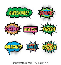 Comic book words. Comic speech bubble set
