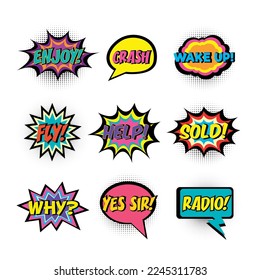 Comic book words. Comic speech bubble set