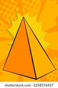 Comic Book Yellow Pyarmid pop art Background. Vector wallpaper illustration. Vintage banner.