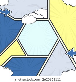 Comic books dialog bubbles template, social media and banner for digital marketing, pop art cartoon layout template