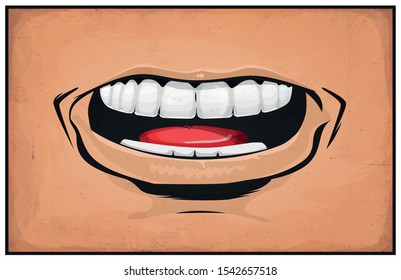 Comic Books Mouth Anger And Rage/
Illustration of a cartoon comic male mouth angry and raged with grunge textured