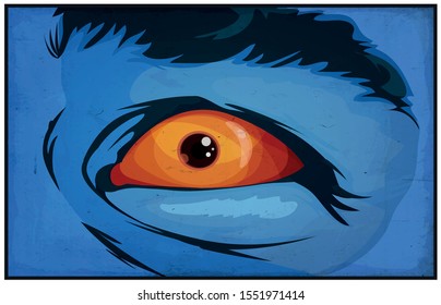 Comic Books Mutant Superhero Eyes Scared/
Illustration of a cartoon comic mutant hero eye watching and staring at you with scare and grunge textured