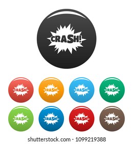 Comic boom crash icon. Simple illustration of comic boom crash vector icons set color isolated on white