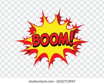 "Comic BOOM Explosion Graphic with Red and Yellow Burst"
