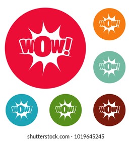 Comic boom icons circle set vector isolated on white background