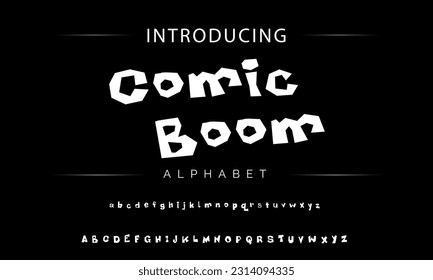 Comic Boom Playful style font design, childish alphabet letters and numbers vector illustration