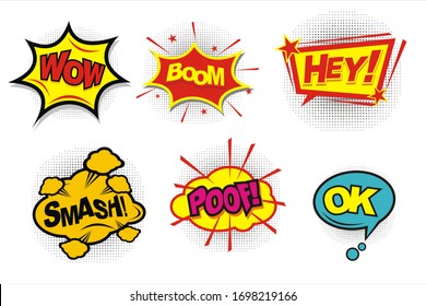 Comic boom set pop art style vector illustration