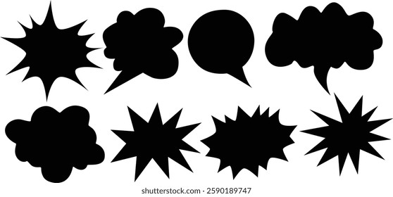 Comic Boom Silhouette Vector with Speech Bubbles for Vintage Inspired Artwork