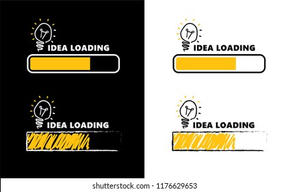 Comic Brain Electric Lamp Idea Doodle FAQ, Business Loading Concept Fun Vector Creative Light Bulb Icon Or Sign Ideas Brilliant Lightbulb Education  Or Inventions Pictogram Think Big Great Success 