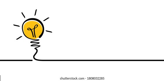 Comic brain electric lamp idea doodle. FAQ, business loading concept. Fun vector light bulb icon or sign ideas. Brilliant lightbulb education or invention pictogram banner