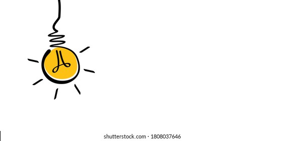 Comic brain electric lamp idea doodle. FAQ, business loading concept. Fun vector light bulb icon or sign ideas. Brilliant lightbulb education or invention pictogram banner