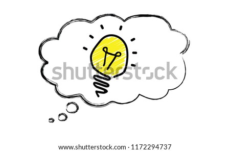 Comic brain electric lamp idea doodle FAQ, business loading concept Fun vector creative light bulb icon or sign ideas Brilliant lightbulb education  or inventions pictogram Think big Great success 