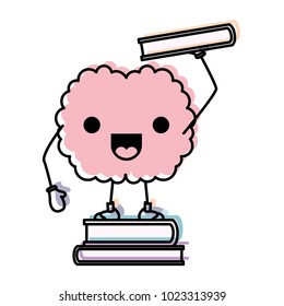 comic brain lifting books kawaii character